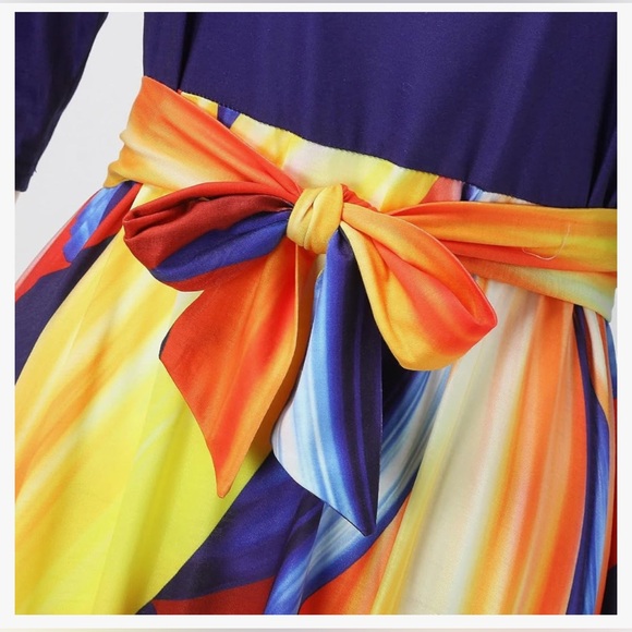 Womens Maxi Dress Long Sleeve Loose Floral Print - Picture 5 of 7